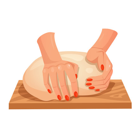 Women's hands rolling out the doughのイラスト素材