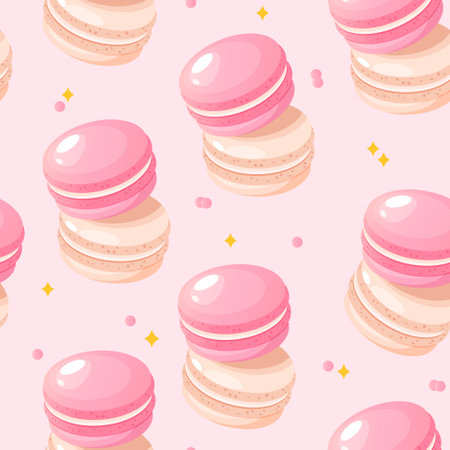 Cute macaron's seamless patternのイラスト素材