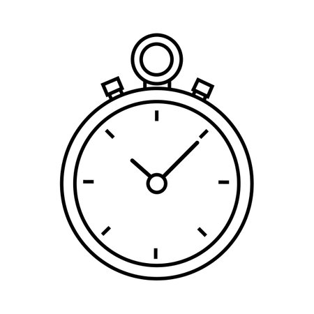 Stopwatch timer clock line icon isolated on white background.
