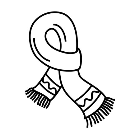 Line icon of cartoon winter scarf with print isolated on white background.のイラスト素材