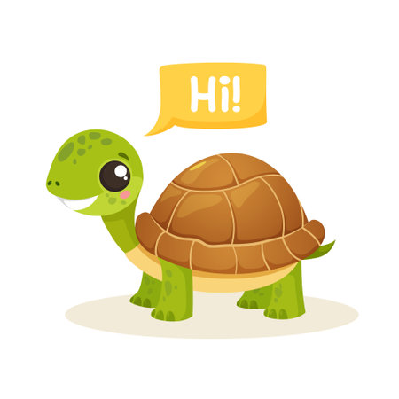Cartoon turtle character on white backgroundのイラスト素材