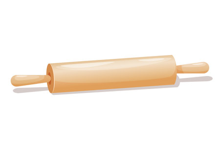 Vector wooden rolling pin element of kitchen tools for cooking and baking isolated on a white background.のイラスト素材