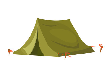 Military green camping tent illustration isolated on white background.のイラスト素材