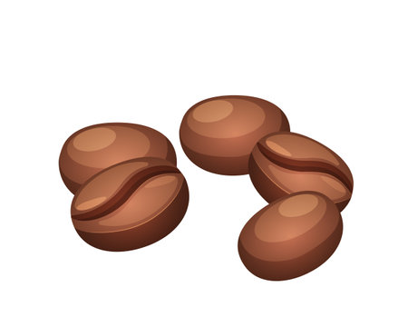Vector roasted coffee beans isolated on dark backgroundのイラスト素材