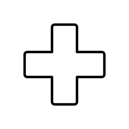 Medical cross line art icon isolated on white background.のイラスト素材