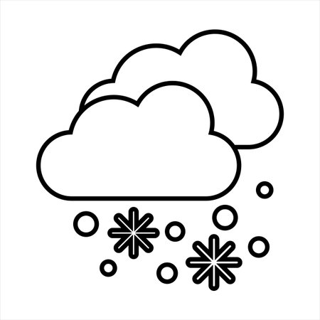 Vector line weather icon of snowfall isolated on white background. Icon for mobile apps, websites, weather forecast, etc.のイラスト素材