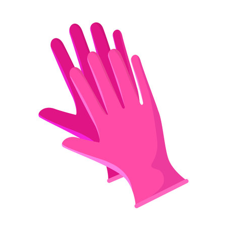 Medical disposable nitrile gloves in pink color isolated on white background.のイラスト素材
