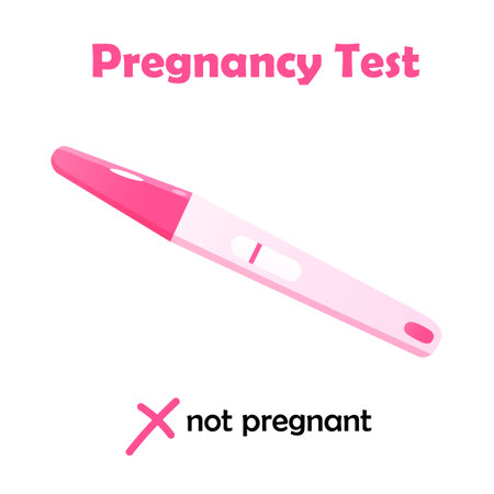 Homemade pregnancy test illustration with one stripe or negative result with lettering isolated on white background.のイラスト素材
