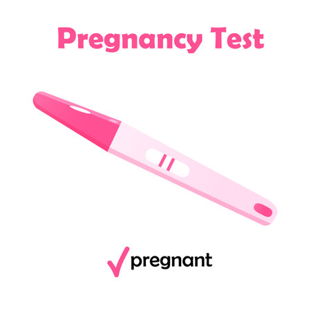 Homemade pregnancy test illustration with two stripe or positive result with lettering isolated on white background.のイラスト素材