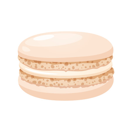French macaron dessert with vanilla flavor isolated on white background.のイラスト素材