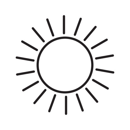 Vector line icon with glowing sun isolated on white background.のイラスト素材