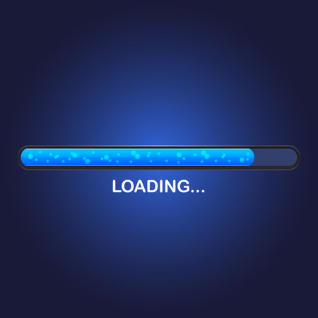 Loading progress bar icon design for web interface isolated on gradient blue background.のイラスト素材