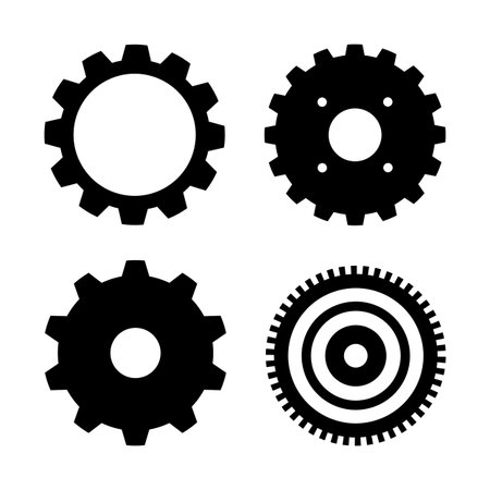 Cartoon vector collection of gear icons isolated on white background.のイラスト素材