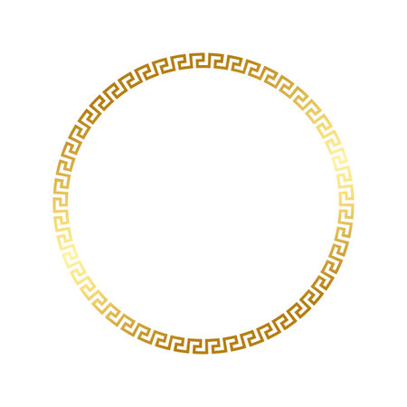 Traditional circle gold Greek ornament meander isolated on white background.のイラスト素材