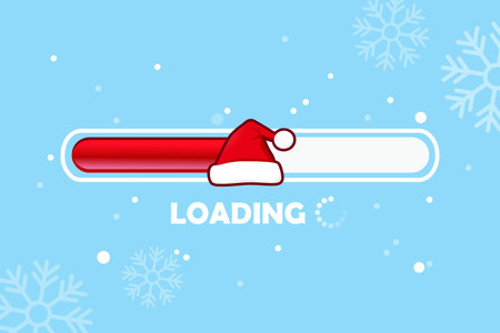 Christmas-themed loading bar with unique festive design on light blue background. Modern holiday UI...