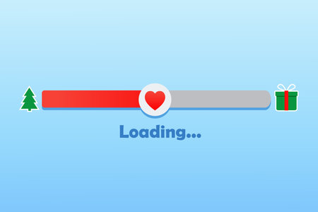 Christmas-themed loading bar with unique festive design on gradient blue background. Modern holiday...