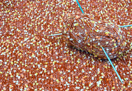 wool and knitting needles - isolated