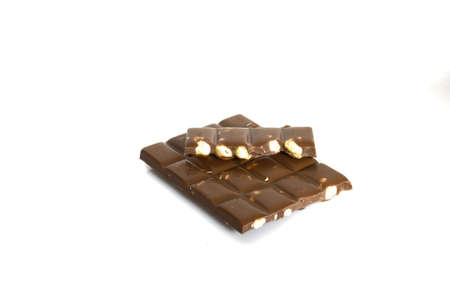 Chocolate  brown with nuts isolated on a white background