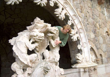 One of the surprising and enigmatic monuments of Landscape of Sintra,Quinta da Regaleiraの写真素材