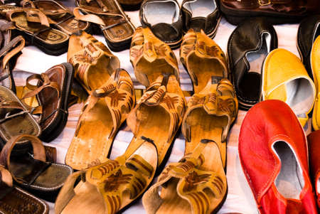 The varies of shoes on the marketの写真素材