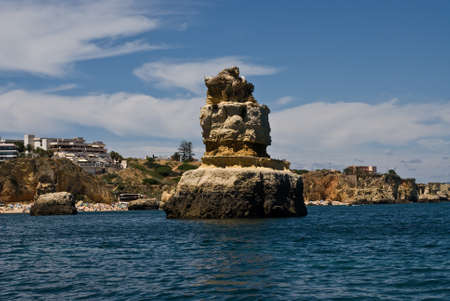 Rock formations at Ponta da Piedade, near Lagos, Portugal in the Algarve.の写真素材