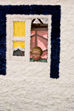 REDONDO, PORTUGAL -10 AUGUST 2013. Festival flower  in streets in Alentejo- Ruas floridas-Made paper´s dolls on 10 August 2013 Redondo, Portugalのeditorial素材