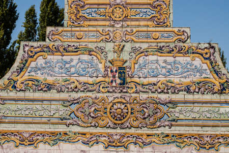 Portuguese ceramic tile painting from the C18th in park of Queluzのeditorial素材