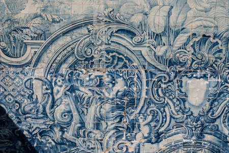 Portuguese ceramic tile painting from the C18th in park of Queluzのeditorial素材