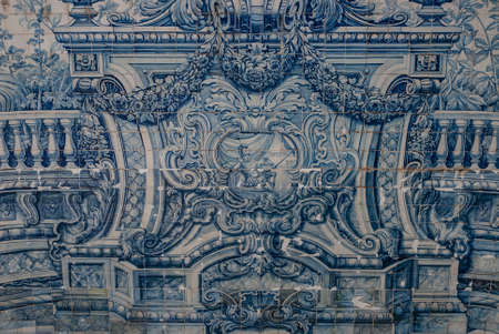 Portuguese ceramic tile painting from the C18th in park of Queluzのeditorial素材
