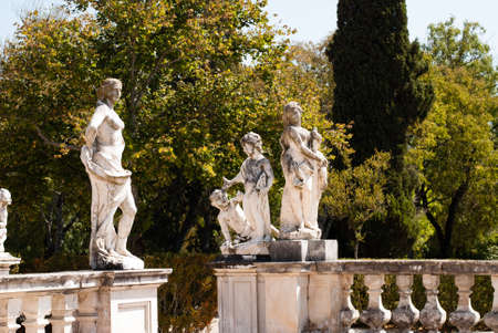 Antique statue in park of Queluz, Sintra, Portugalの写真素材