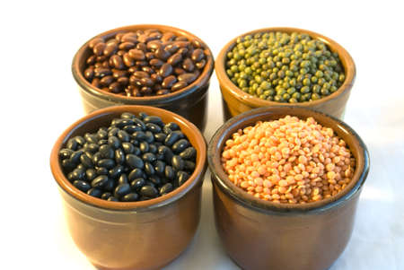 Varies of soya and beans isolated on white