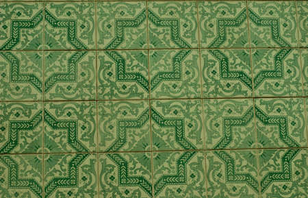 Detail of traditional tiles from facades of old houses in Lisbon, Portugal
