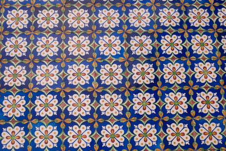 Detail of traditional tiles from facades of old houses in Lisbon, Portugalの写真素材