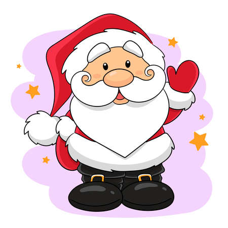 Santa Claus. Christmas and New year cute funny cartoon character Santa Claus in red suit and white beard. Vector illustration. The background can be easily removed.のイラスト素材