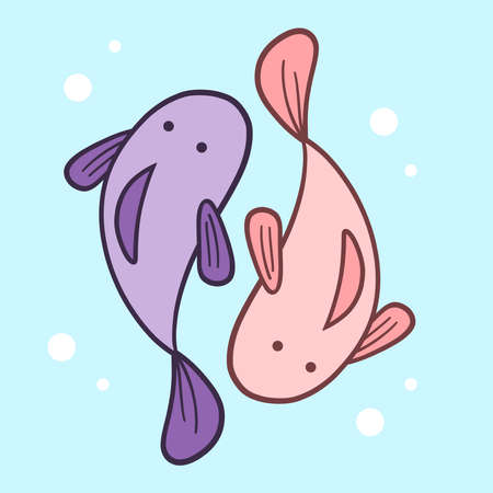fish. Bright stylized cartoon aquarium fish. Aquariums. Neon luminescent fish. fish vector.のイラスト素材