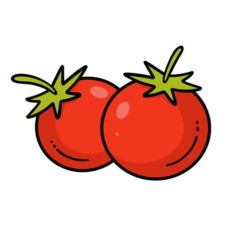 Vector tomatoes. The stylized tomato is isolated. The tomato icon. Ketchupのイラスト素材