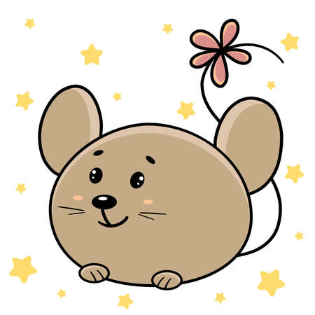 A gray cartoon mouse. vector illustrationのイラスト素材