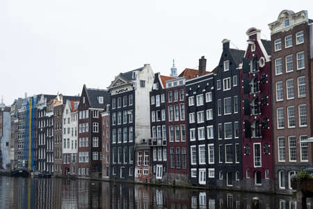 Crooked houses on the Amsterdam waterfrontの写真素材