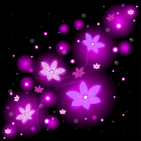 Beautiful floral background with glowing flowers and sparklesのイラスト素材