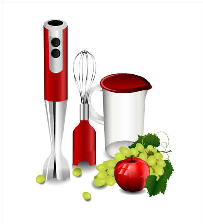 Realistic kitchen blender with whisk and glass.のイラスト素材