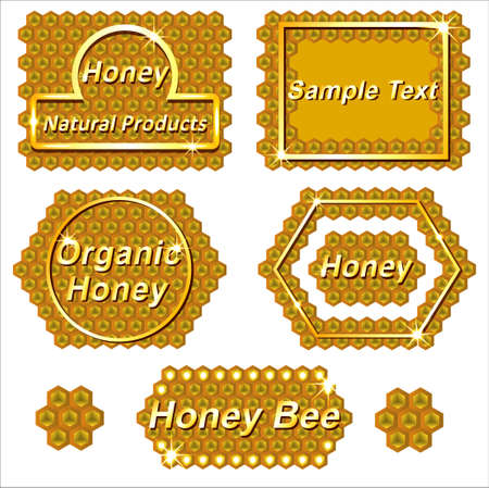 Set of labels for products from honey.のイラスト素材