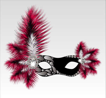 Elegant carnival mask with beautiful feathers. Vector illustration.のイラスト素材