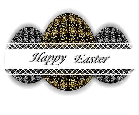 Easter eggs with gold and silver floral pattern.のイラスト素材