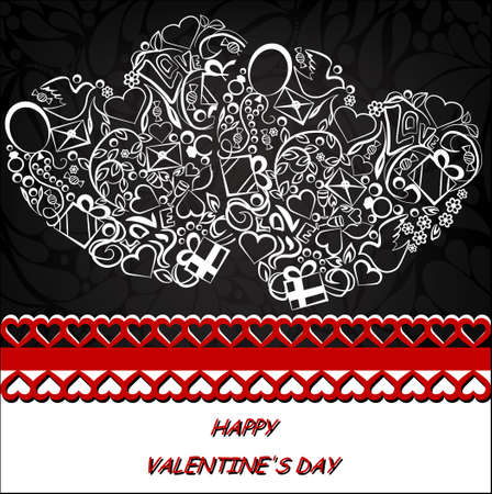 Valentine's Day elements in heart shape. Doodles Vector illustration.のイラスト素材