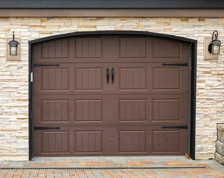 Garage door in Vancouver, Canada. Garage door in luxury house. Street photo, nobody, selective focusの写真素材