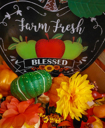 Thanksgiving Word Banner with the inscription. Holiday on harvest day. Words associated with...