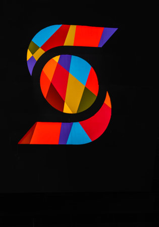 Big colourful signage of Scotiabank in down town Toronto. The Scotiabank logo is seen illuminated in the night. Scotiabank financial institution. Toronto, Canada june 15,2023のeditorial素材