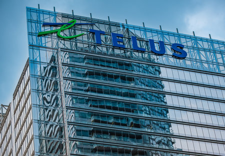 TELUS headquarters building in the city's downtown area of the city. TELUS internet and phone service provider. Ottawa Ontario Canada July 15 2023のeditorial素材