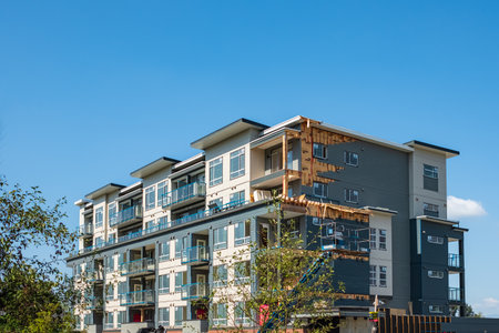 New Modern Apartment Buildings construction in Vancouver. Canadian modern residential architecture....