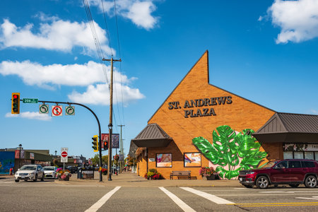 Langley Centre, Langley Bypass, British Columbia, Canada. Street view of a shops and stores in a Langley BC. Travel photo-September 20, 2023のeditorial素材
